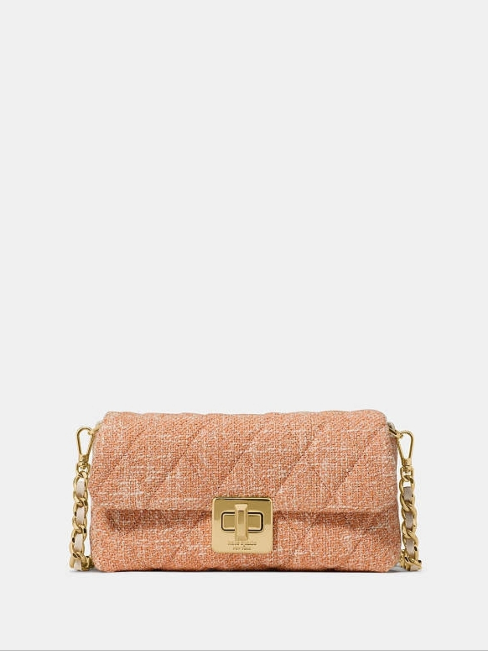 Kate Spade Carey Quilted Peach Tweed Wallet On Chain